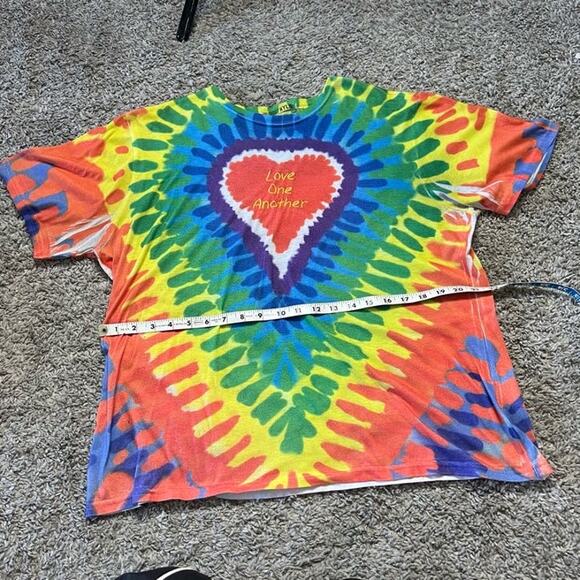Kylie Tie Dye Heart Short Sleeve T-Shirt Hawaiian Summer Beach Multi Women's XXL - Picture 2 of 4